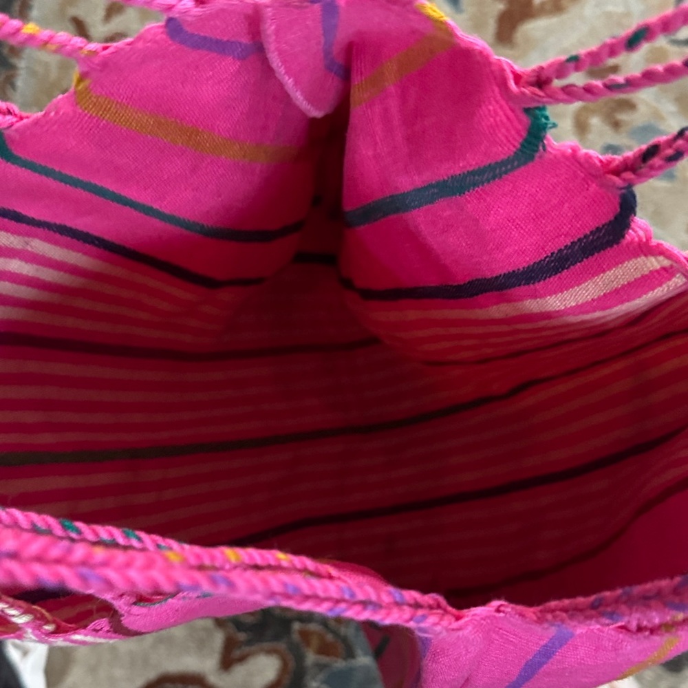 Vibrant Pink Striped Tote Bag - Picture 3 of 4